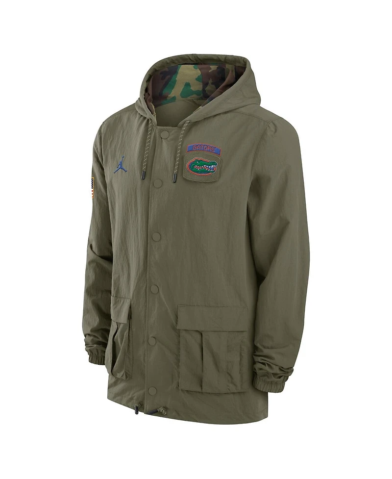 Jordan Men's Olive Florida Gators 2024 Military Appreciation Full-Snap Hoodie Jacket