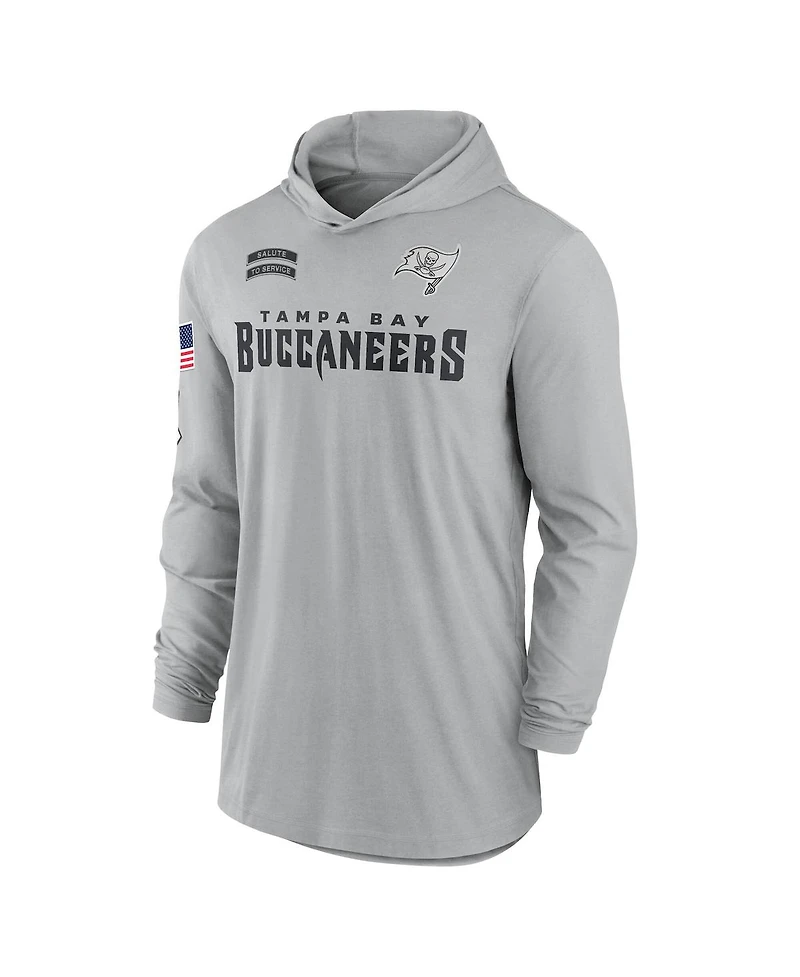 Nike Men's Gray Tampa Bay Buccaneers 2024 Salute to Service Lightweight Performance Long Sleeve Hooded T-Shirt