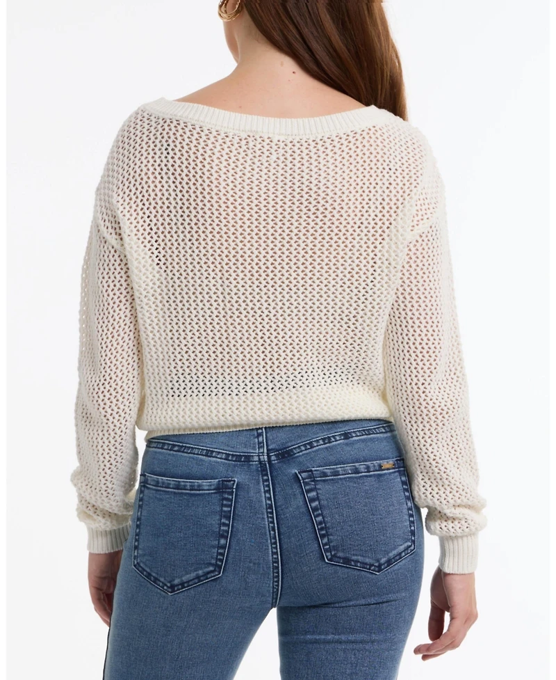 Bebe Women's Open Knit Pocket Detail Sweater