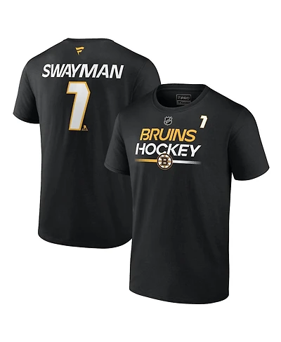Fanatics Men's Jeremy Swayman Black Boston Bruins Authentic Pro Prime Name Number T-Shirt