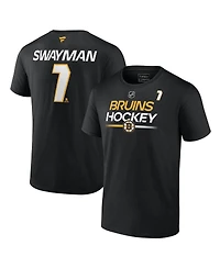 Fanatics Men's Jeremy Swayman Black Boston Bruins Authentic Pro Prime Name Number T-Shirt