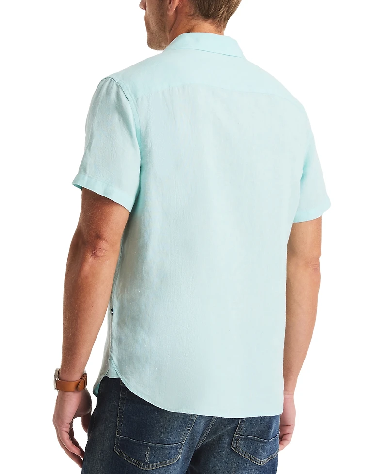Nautica Men's Classic-Fit Solid Linen Short-Sleeve Shirt
