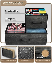 Sorbus 8 Drawers Wide Dresser - Organizer Unit with Steel Frame Wood Top and handle, Fabric Bins Amazing for household decluttering