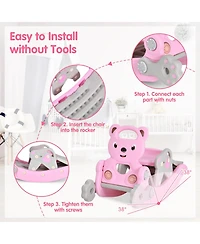 Gouun 4-in-1 Toddler Slide and Rocking Horse Playset with Basketball Hoop