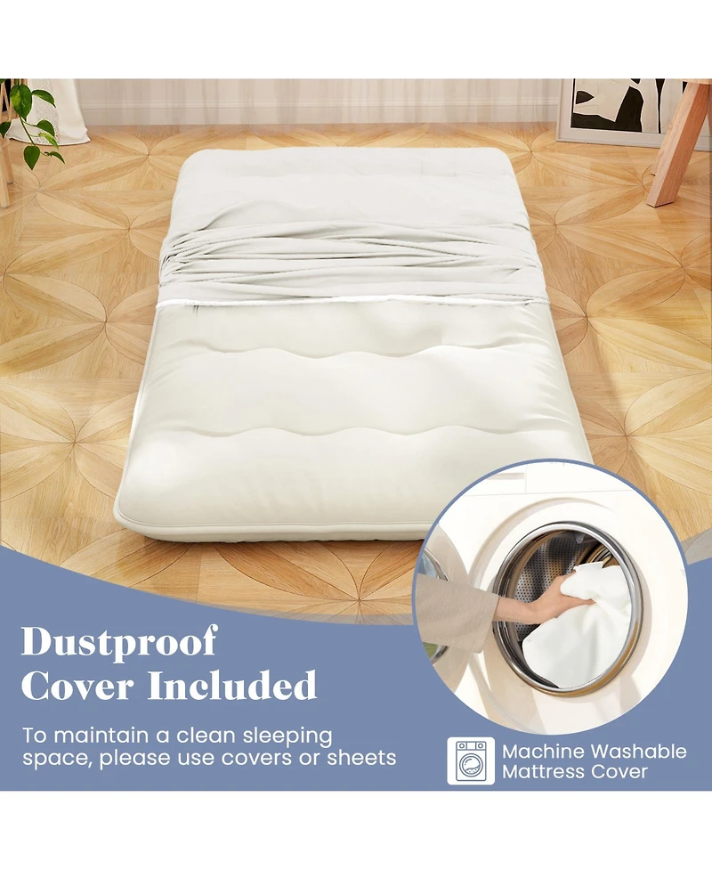 Gouun Twin Futon Mattress Floor Sleeping Pad with Washable Cover-Twin Size