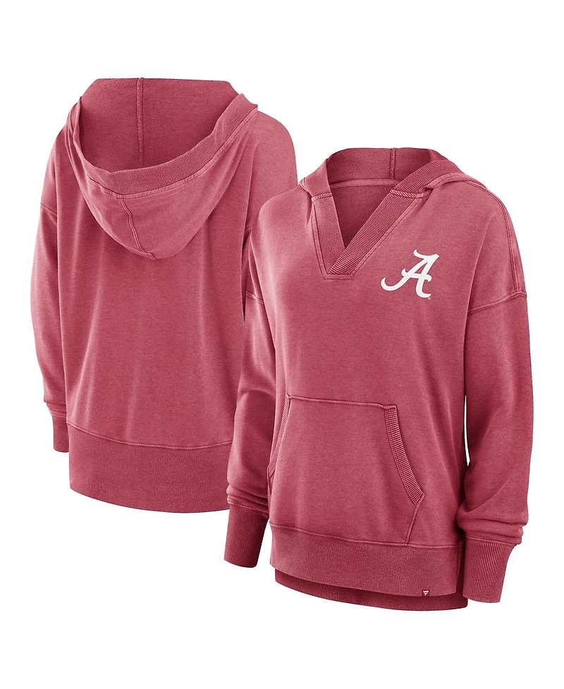 Fanatics Women's Crimson Alabama Crimson Tide Initiative Snow Wash French Terry V-Neck Pullover Hoodie