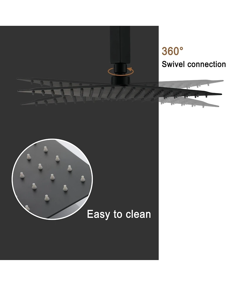 Mondawe 3-Function 10-In Ceiling Mounted Shower System With Waterfall Tub Filler