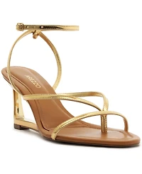Arezzo Women's Frankie High Geometric Round Toe Wedge Sandals