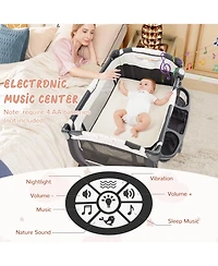 Gouun Kids 4 in 1 Portable Pack and Play Nursery Center with Bassinet-Heart