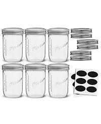 JoyJolt Wide Set of 6 Mason Jars with Airtight Lids