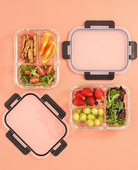 JoyJolt 3-Sectional Set of 5 Glass Food Storage Containers