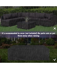 7 Pieces Patio Rattan Furniture Set Sectional Sofa Garden Cushion