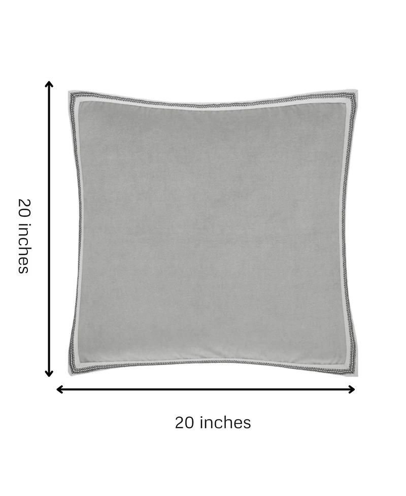 Ihi Home Meraki Cotton Velvet Border Pillow, 20"x 20"