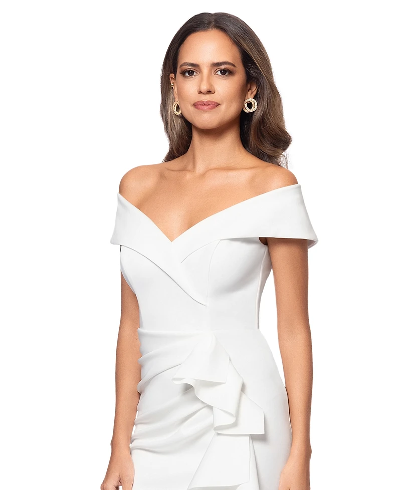 Xscape Women's Off-The-Shoulder Sweetheart Ruffle Dress