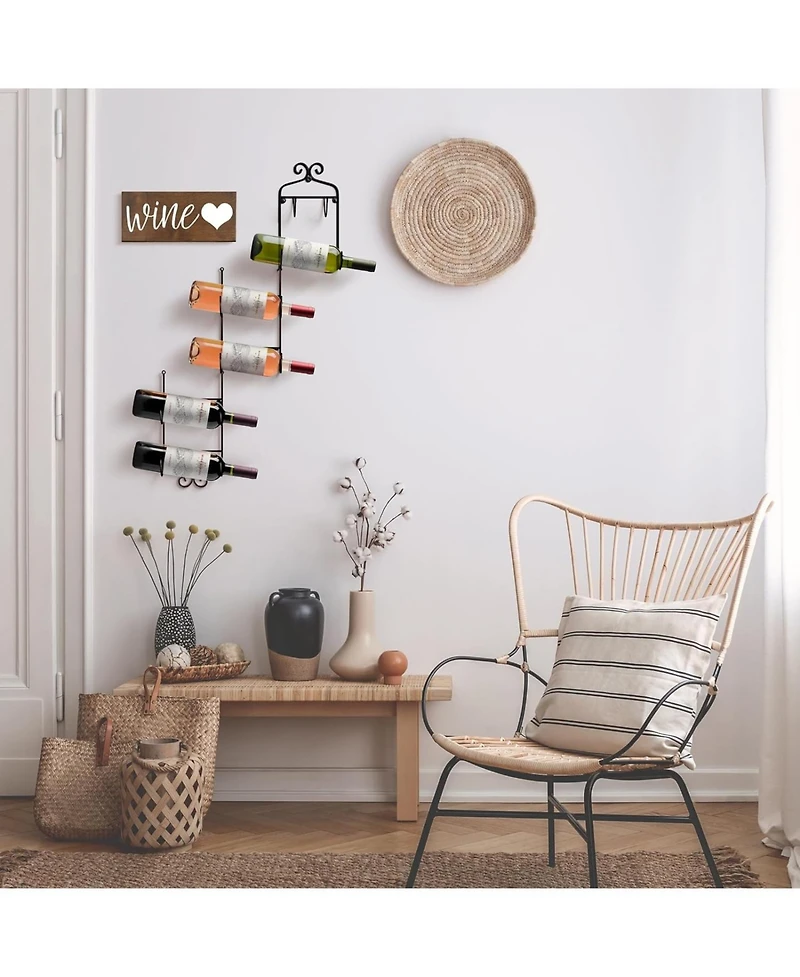 Sorbus 6-Bottle Wall Mounted Wine Rack - Vertical Display with Curved Cradles for Stylish Wine Storage