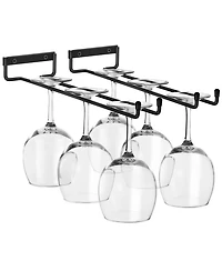 Sorbus 2 Pack 12 Inch Wall Mounted Wine Glass Racks for Under Cabinet - for Home Bar Holds Up to 4 Glasses Each