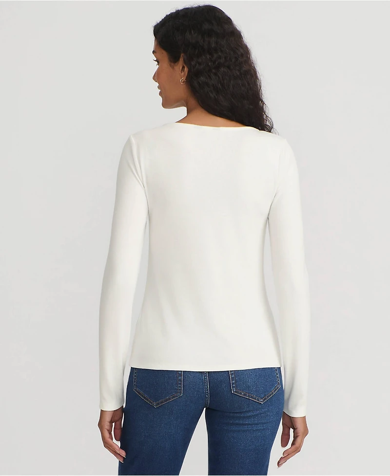 Lands' End Women's Long Sleeve Rib Square Neck Tee