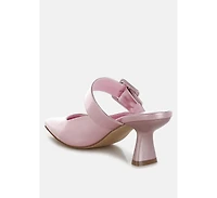 Bismi Large Buckle Kitten Heel Mules