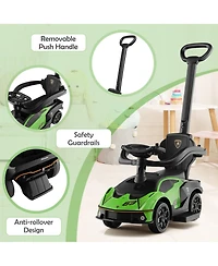 Gymax 3-in-1 Licensed Lamborghini Ride on Push Car Stroller Sliding w/ Sound