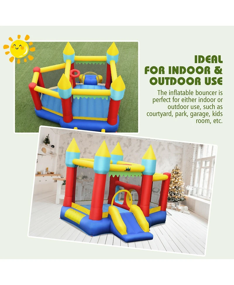 Gymax Inflatable Bounce House Slide Jumping Castle Ball Pit Tunnels Without Blower
