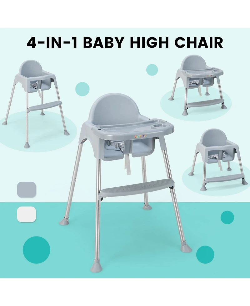 Gouun 4-in-1 Convertible Baby High Chair with Removable Double Tray