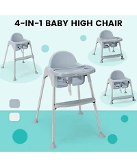 Gouun 4-in-1 Convertible Baby High Chair with Removable Double Tray
