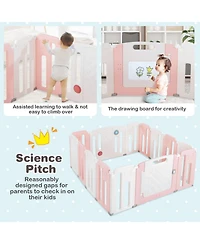 Gouun Kids 14 Panels Safety Activity Play Center with Drawing Board