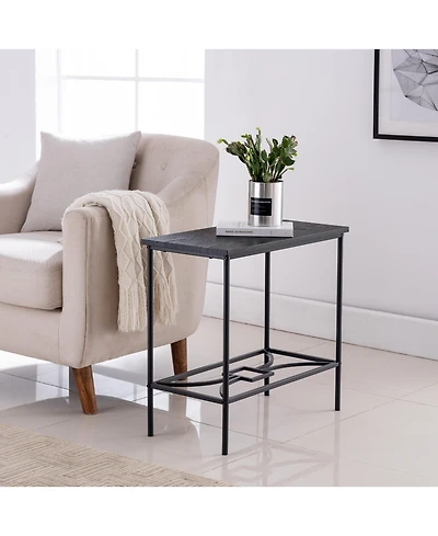 Kings Brand Furniture Launt Side Accent Table, Black Metal & Wood