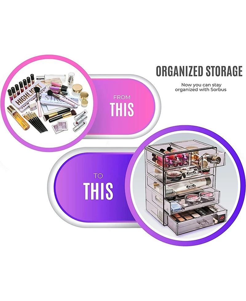 Sorbus 6 Drawer Acrylic Makeup Organizer Case for Cosmetics, Makeup and jewelry - Drawers with Diamond Detail