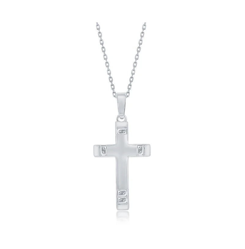 Simona Sterling Silver Textured Ends Cross Necklace