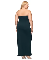 Betsy & Adam Plus Strapless Gown