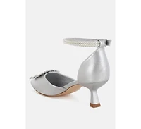 Onkana Diamante Brooch Kitten Heel Sandals