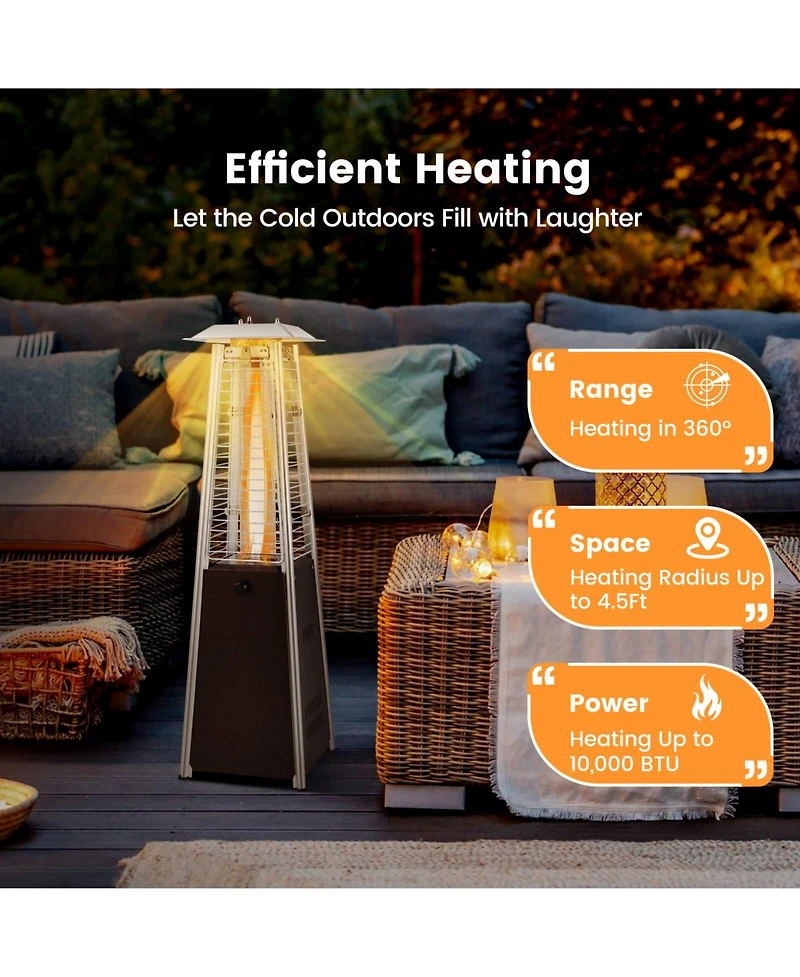 35'' Portable Tabletop Pyramid Patio Heater Steel Propane gas 10000 Btu