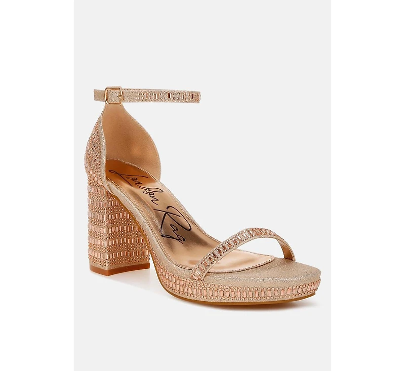 Ronan Rhinestones Embellished Block Sandals Women