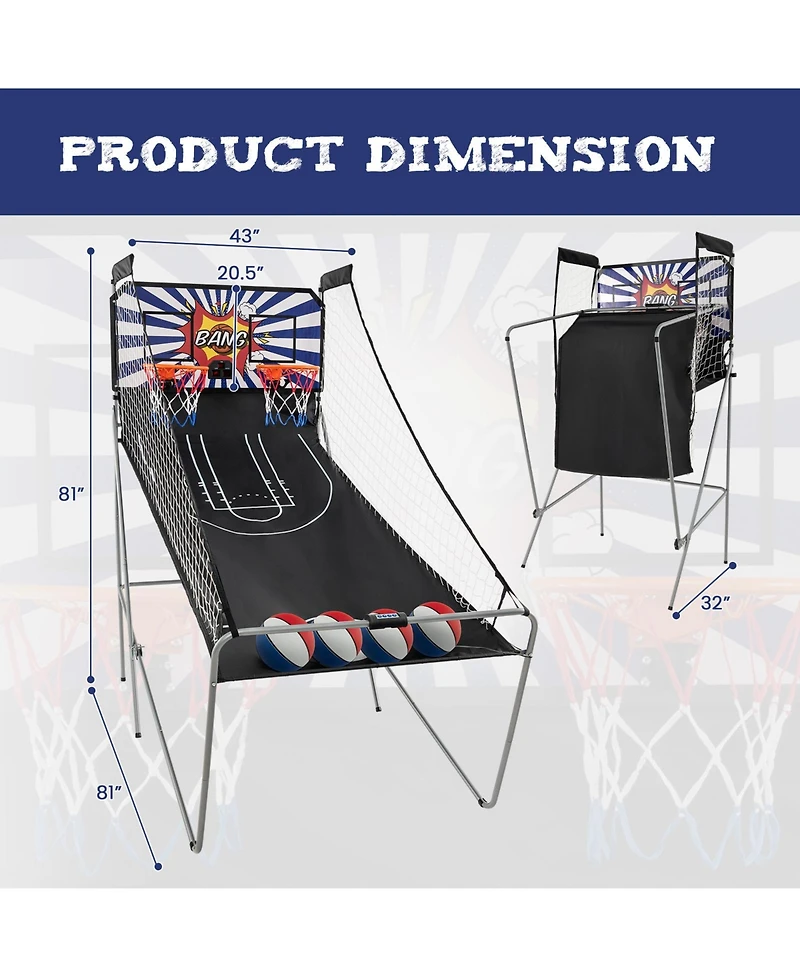 Gouun Dual Shot Basketball Arcade Game with 8 Game Modes and 4 Balls