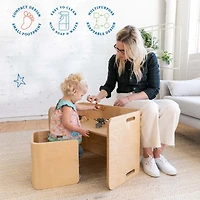 ECR4Kids Premium Bentwood Multipurpose Table and Chair Set, Natural, 3-Piece