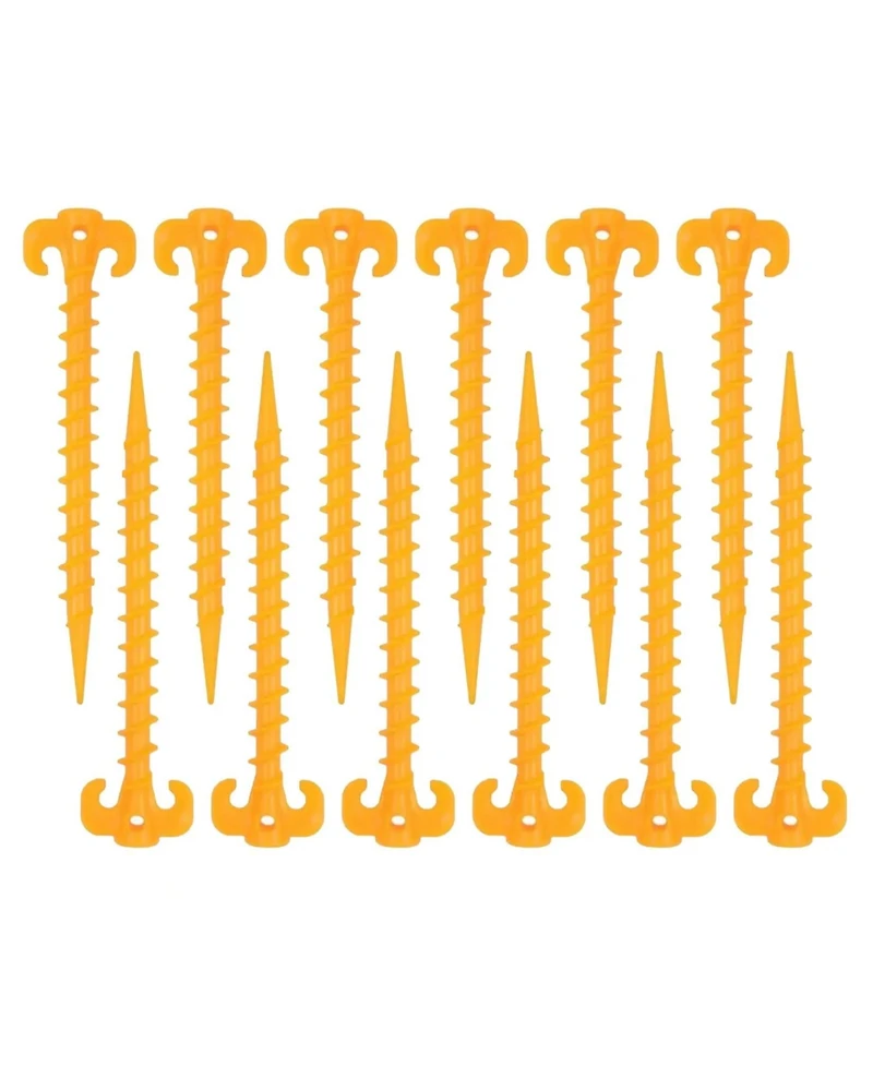 Ayamaya Yellow Vortex Ground Anchors - Premium 8-inch Spiral Tent Stakes for Sand and Soil -12-Pack