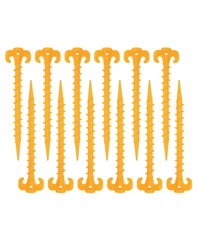 Ayamaya Yellow Vortex Ground Anchors - Premium 8-inch Spiral Tent Stakes for Sand and Soil -12-Pack
