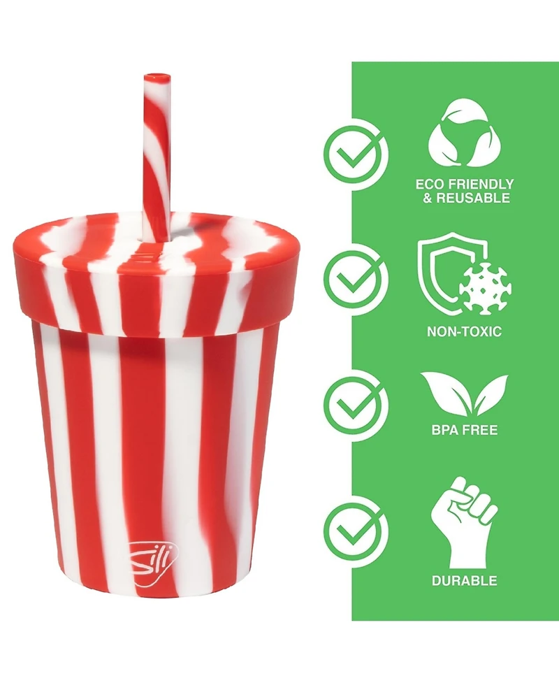 Kids Straw Tumblers 8oz: 2 pk - Peppermint & Poinsettia