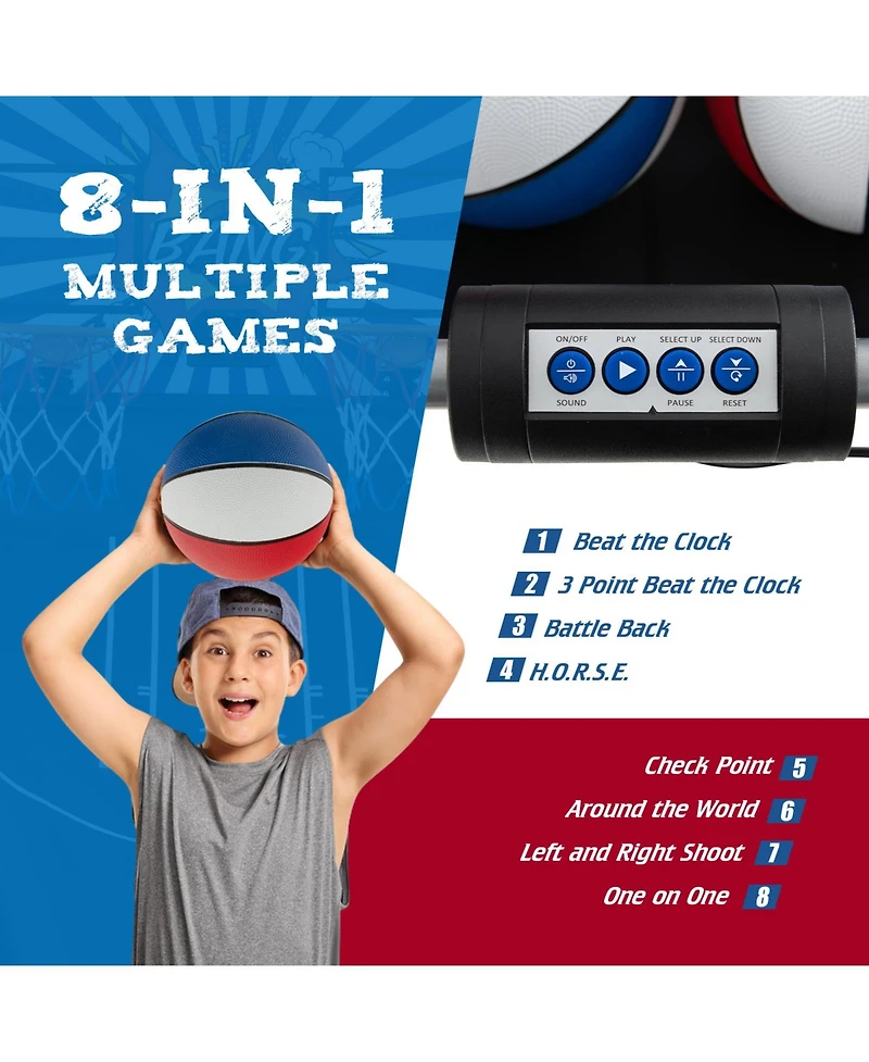 Gouun Dual Shot Basketball Arcade Game with 8 Game Modes and 4 Balls