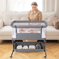 Gouun Baby Bassinet Bedside Sleeper with 6-Level Adjustable Height