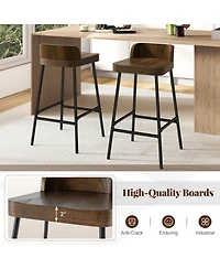 Gouun Industrial 24.5 Inches Bar Stool with Backrest and Saddle Seat
