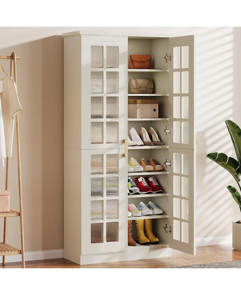Tribesigns 71-Inch Tall Shoe Cabinet with Doors, 8-Tier Shoe Storage Cabinet with Adjustable Shelves, Modern Shoe Organizer Shoe Rack Cabinet for Entr