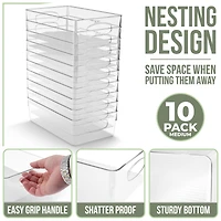 Sorbus 10 Pack Medium Clear Plastic Storage Bins with Handle