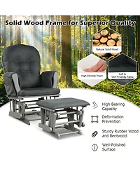 Glider and Ottoman Cushion Set Wood Baby Nursery Rocking Chair