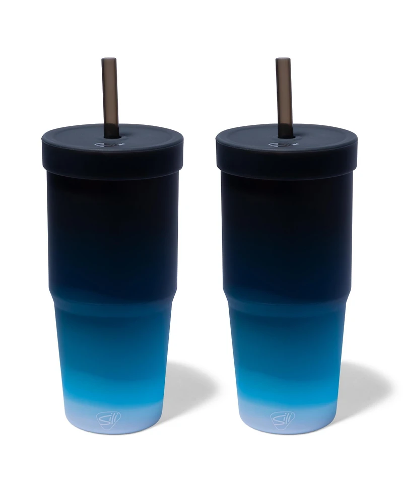 Straw Tumbler 32oz: 2 pk - Moon Beam