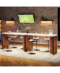Tribesigns Home Bar Unit, 55.12-Inch Bar Table with a Faux Marble Finished Tabletop, Modern Freestanding Mini Bar for Home Kitchen, Living Room, Balco