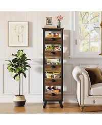 Tribesigns Wood Fruit and Vegetable Storage Rack, 5-Tier Narrow Snack Stand Fruit Basket Kitchen Stand, Pull-Out Utility Organizer for Kitchen, Living