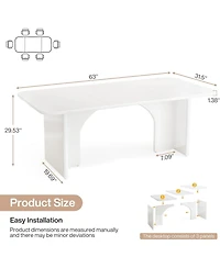 Tribesigns Modern Dining Table for 4-6 People, 62.99" Large Rectangle Kitchen Table with Arch Design Legs
