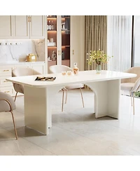 Tribesigns Modern Dining Table for 4-6 People, 62.99" Large Rectangle Kitchen Table with Arch Design Legs